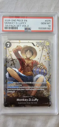 Monkey.D.Luffy (Tin Pack Set Vol. 2) P-075 One Piece Promotion Cards Foil Psa10 - Image 1