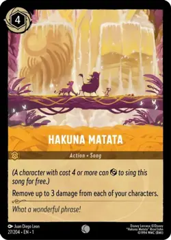 4x Hakuna Matata - 27/204 - Common - Cold Foil NM-Mint Disney Lorcana: The First - Image 1