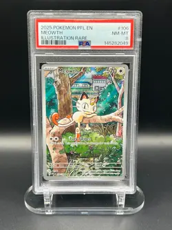 2025 Pokemon Phantasmal Flames Meowth 106/094 IR PSA 8 - Image 1