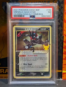 2021 POKEMON SWSH PROMO CELEBRATIONS ETB #144 GRENINJA-GOLD STAR PSA 7 - Image 1