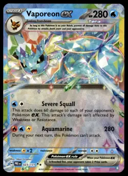 Vaporeon ex 023/131 Holo Double Rare Prismatic Evolutions Pokemon Near Mint - Image 1