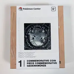 Pokemon Center Fossil Museum Excavator Pikachu & Tyrantrum Skeleton Coin - Image 2