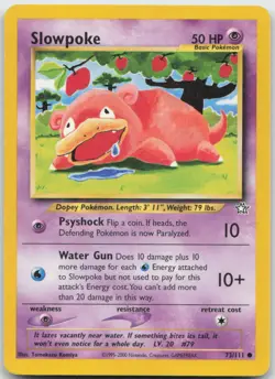 Slowpoke 73/111 Tomokazu Komiya Common Neo Genesis Pokemon TCG LP - Image 1