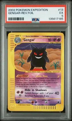 2002 POKEMON EXPEDITION #13 GENGAR-REVERSE FOIL PSA 5 - Image 1