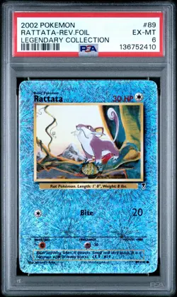 2002 POKEMON LEGENDARY COLLECTION #89 RATTATA-REVERSE FOIL PSA 6 - Image 1