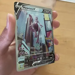 RARE holographic Mewtwo V (Alternate Full Art) 072/078 Pokemon GO Holo NM/M - Image 3