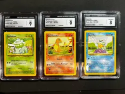 1999 Pokemon Base Set Bulbasaur, Charmander, Squirtle CGC 9 / 8 - Image 1