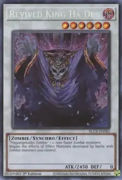 Yugioh! Revived King Ha Des - BLCR-EN082 - Secret Rare - 1st Edition Near Mint, - Image 1