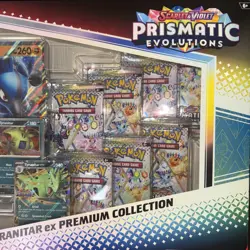 Pokemon TCG Prismatic Evolutions Lucario Ex + Tyranitar Ex Premium Collection - Image 3