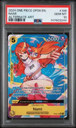 2024 ONE PIECE OP08-TWO LEGENDS ALTERNATE ART #106 NAMI PSA 10 - Image 1