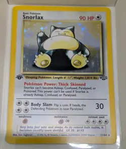 Pokemon TCG Snorlax Holo Rare 1st Edition Jungle 1999 Base Card #11/64 NM - Image 1