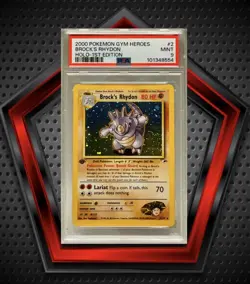 Brock's Rhydon *PSA 9* 2000 Pokemon Gym Heroes Holo 1st Edition #2 MINT - Image 1