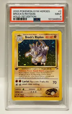 Brock's Rhydon *PSA 9* 2000 Pokemon Gym Heroes Holo 1st Edition #2 MINT - Image 2