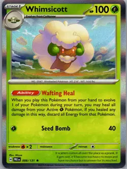 Pokemon TCG - Whimsicott Holo Rare SV: Prismatic Evolutions 008/131 NM - Image 1