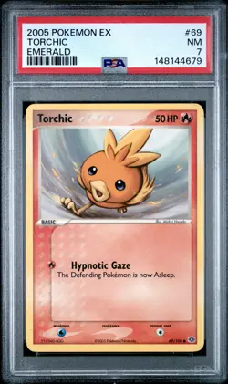 2005 POKEMON EX EMERALD #69 TORCHIC PSA 7 - Image 1