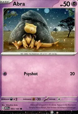 POKEMON ABRA 063 151 165 COMMON HOLO LP - Image 1