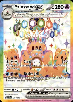 POKEMON PALOSSAND EX 221 SURGING SPARKS 191 ULTRA RARE HOLO LP - Image 1