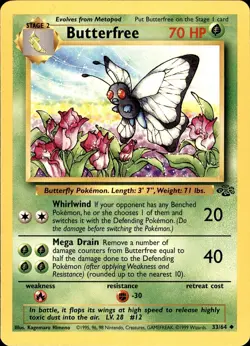 POKEMON BUTTERFREE 33 JUNGLE 64 UNCOMMON UNLIMITED LP - Image 1
