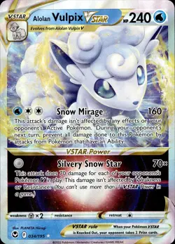 POKEMON ALOLAN VULPIX VSTAR 034 SILVER TEMPEST 195 HOLO VSTAR RARE LP - Image 1