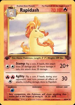 POKEMON RAPIDASH 44 JUNGLE 64 UNCOMMON 1ST EDITION LP - Image 1