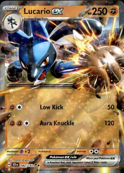 POKEMON LUCARIO EX 82 STELLAR CROWN 142 DOUBLE RARE HOLO LP - Image 1