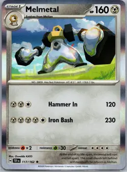 Pokemon TCG - Melmetal Holo Rare SV05: Temporal Forces 117/162 NM - Image 1