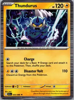 Pokemon TCG - Thundurus Holo Rare SV: Black Bolt 033/086 NM - Image 1