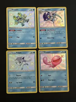 Pokemon TCG Shiny Holo Froakie Frogadier Alolan Vulpix Wooper Lot-4 Eng - Image 1