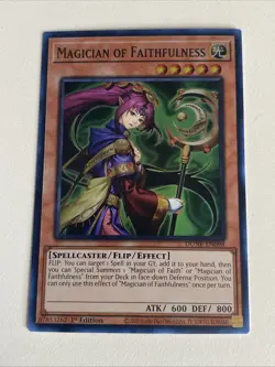 Yugioh - Magician of Faithfulness x 3 - 1st Edition Super Rare NM - Free Holo A - Image 3
