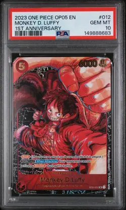 2023 ONE PIECE OP05-AWAKENING OF THE NEW ERA Monkey D. Luffy 1ST ANV #012 PSA 10 - Image 1