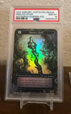 Sorcery-Arthurian Legends-Sir Pellinore Foil PSA 10 + Merlin's Staff Foil PSA 10 - Image 4