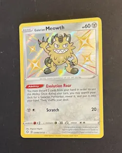 Pokemon Galarian Meowth SV086/SV122 Shiny Vault Holo Rare NM - Image 3