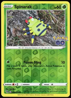 Pokemon GO Spinarak (Peelable Ditto) 006/078 Reverse Holo Common NM - Image 1