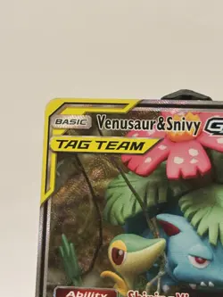 Pokemon TCG Venusaur and Snivy GX SM229 Full Art Tag Team Black Star Promo - Image 3