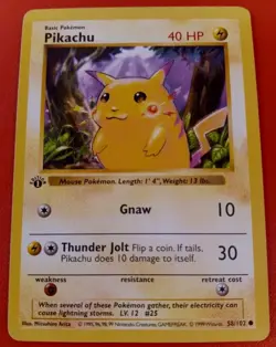 1999 Pokemon Pikachu 1st Edition Shadowless Red Cheeks Base Set #58/102 - Image 1