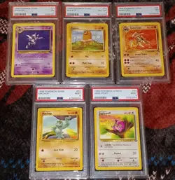 (5×) 1999 Pokemon Unl. Base/Fossil/Jungle- Jigglypuff/Haunter/Kabutops PSA 9-8-7 - Image 1