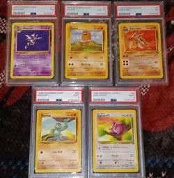 (5×) 1999 Pokemon Unl. Base/Fossil/Jungle- Jigglypuff/Haunter/Kabutops PSA 9-8-7 - Image 2