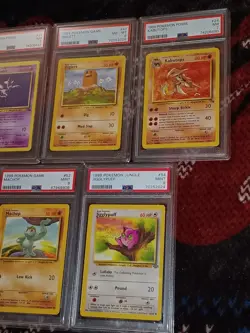(5×) 1999 Pokemon Unl. Base/Fossil/Jungle- Jigglypuff/Haunter/Kabutops PSA 9-8-7 - Image 3