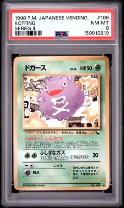 1998 Pokemon Japanese Vending #109 Koffing Series Ii PSA 8 - Image 1