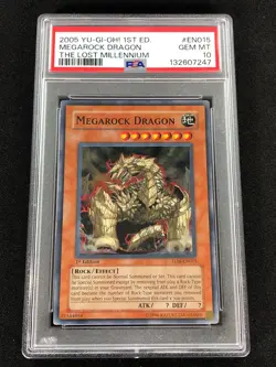 Yugioh 2005 Megarock Dragon 1st TLM-EN015 PSA 10 Super Rare - Image 1