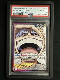 One Piece Monkey.D.Luffy OP09-061 Leader Alternate Art PSA 10 English - Image 1
