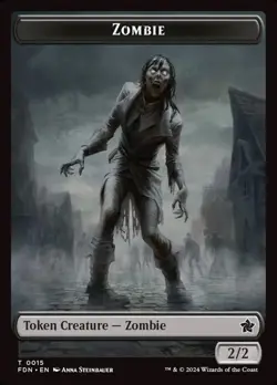15 - Zombie - Foundations Tokens - Foil - Magic: The Gathering Card - Image 1
