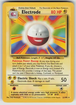 Electrode 21/102 Rare Base Set Unlimited Pokemon Lightly Played - Image 1