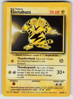 Electabuzz 20/102 Rare Base Set Unlimited Pokemon Near Mint - Image 1