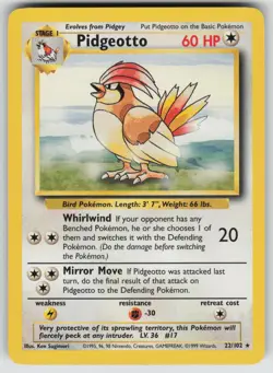 Pidgeotto 22/102 Rare Base Set Unlimited Pokemon Lightly Played - Image 1