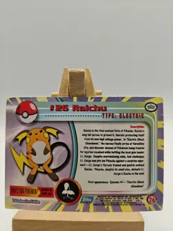 HOLO Foil Raichu #26 Topps Pokemon Series 1 TV Blue Logo - Image 2