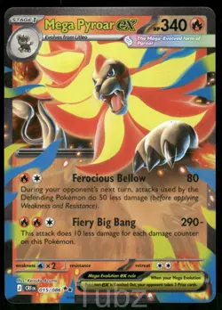 Mega Pyroar ex 015/086 Double Rare ME04: Chaos Rising Pokemon Near Mint - Image 1