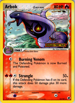 2006 POKEMON EX DRAGON FRONTIERS #13/101 ARBOK REVERSE HOLO STAMPED NM - Image 1