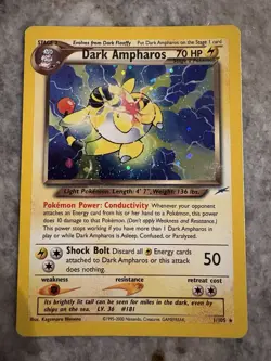 Pokemon Dark Ampharos TCG Neo Destiny Card 1/105 Unlimited Holo Rare - Image 1