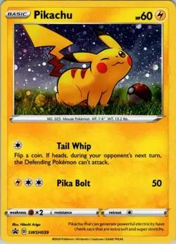 Pikachu Promo SWSH: Sword & Shield Promo Cards SWSH039 NM Pokemon - Image 1